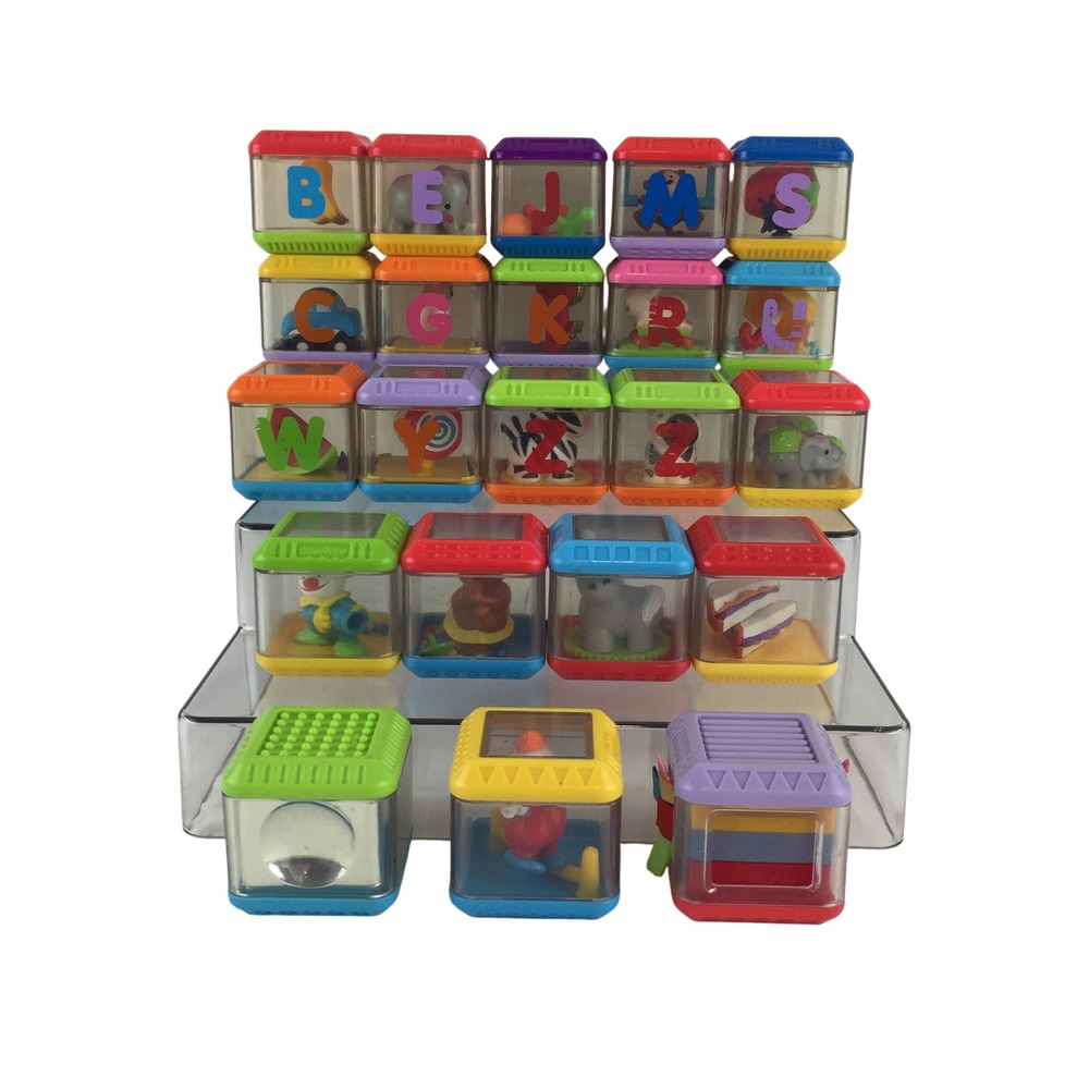 Fisher Price Peek-a-Boo Blocks Lot 22 Alphabet Animals Vintage Sensory Toys